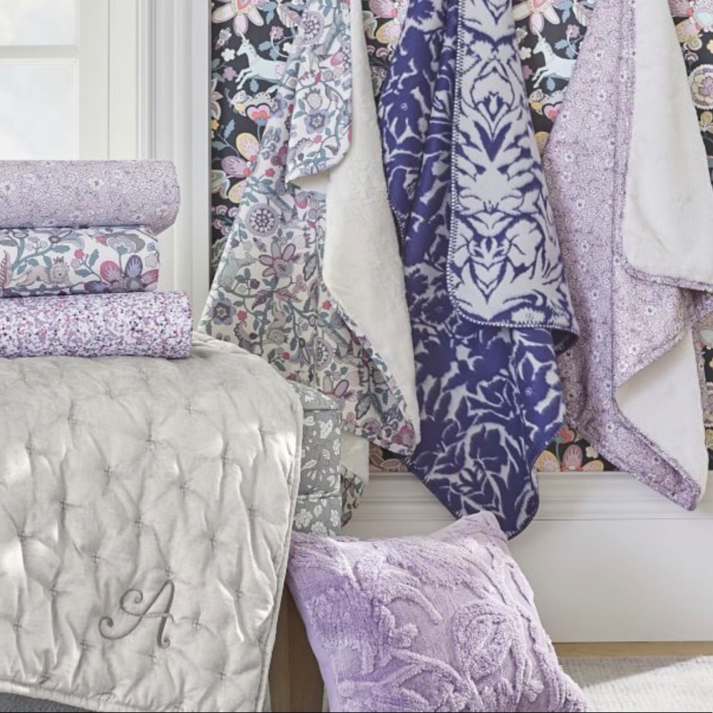 Pottery Barn Stonewash Chenille purple pillow sham